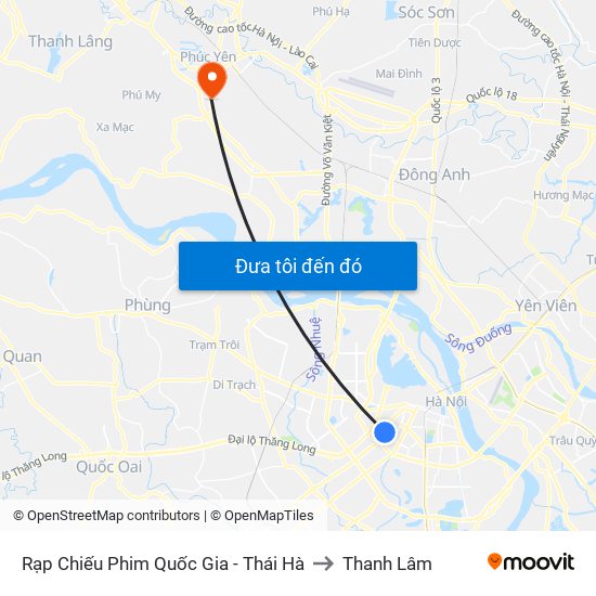 Rạp Chiếu Phim Quốc Gia - Thái Hà to Thanh Lâm map