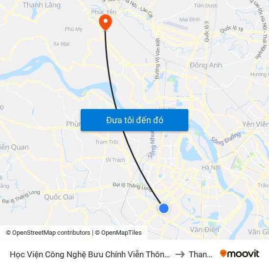 Học Viện Công Nghệ Bưu Chính Viễn Thông - Trần Phú (Hà Đông) to Thanh Lâm map