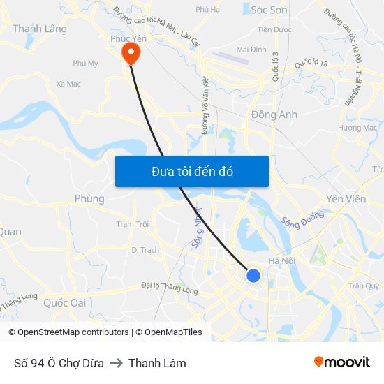 Số 94 Ô Chợ Dừa to Thanh Lâm map