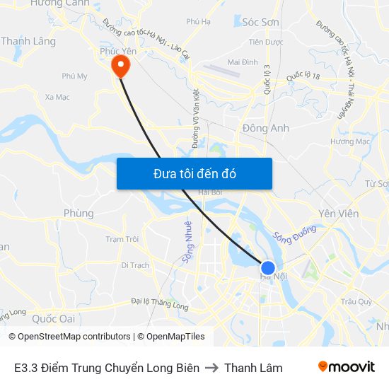 E3.3 Điểm Trung Chuyển Long Biên to Thanh Lâm map