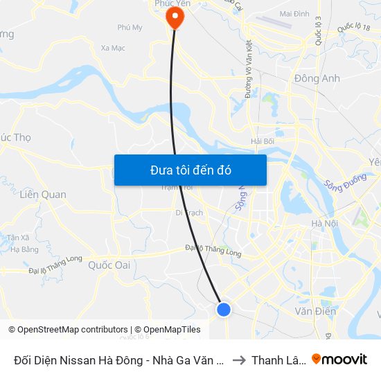 Đối Diện Nissan Hà Đông - Nhà Ga Văn Khê to Thanh Lâm map