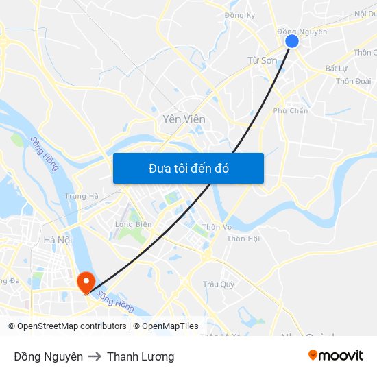 Đồng Nguyên to Thanh Lương map