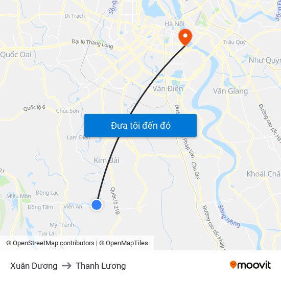 Xuân Dương to Thanh Lương map