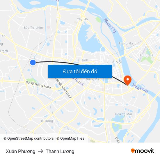 Xuân Phương to Thanh Lương map