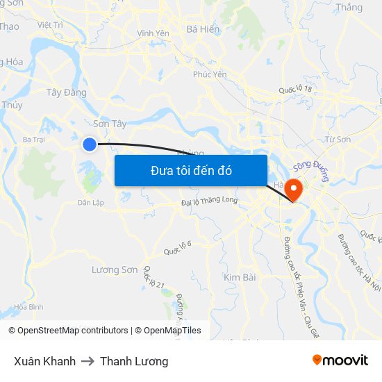 Xuân Khanh to Thanh Lương map