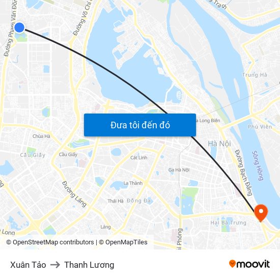 Xuân Tảo to Thanh Lương map