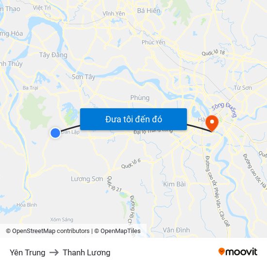 Yên Trung to Thanh Lương map
