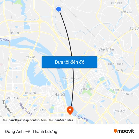 Đông Anh to Thanh Lương map