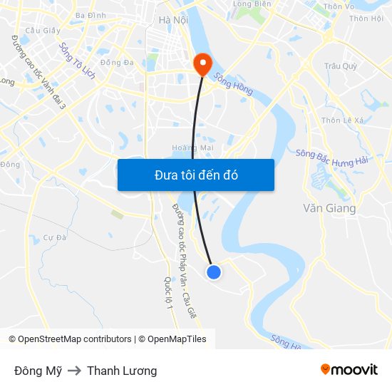 Đông Mỹ to Thanh Lương map