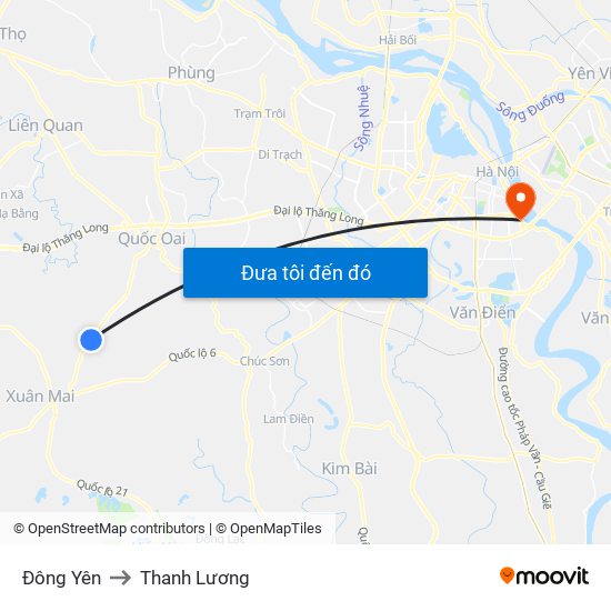 Đông Yên to Thanh Lương map