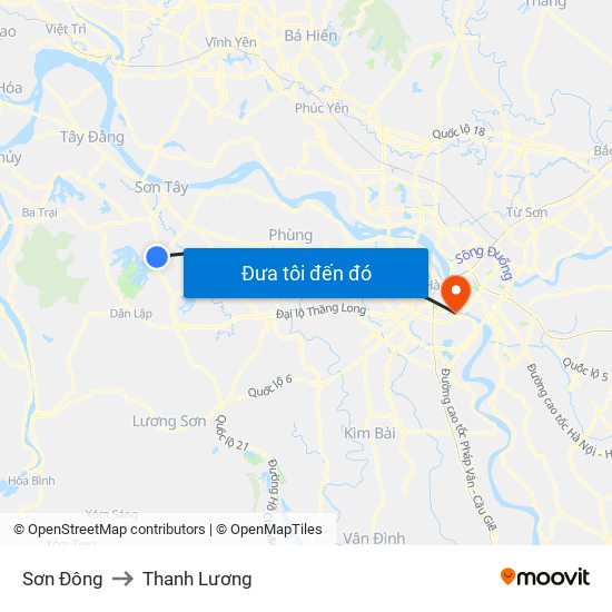 Sơn Đông to Thanh Lương map