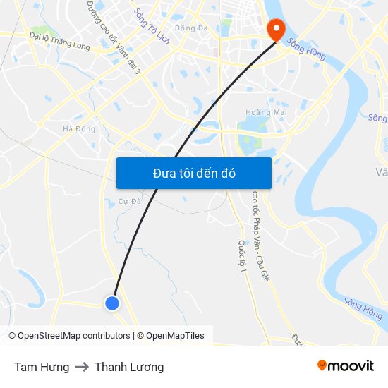 Tam Hưng to Thanh Lương map