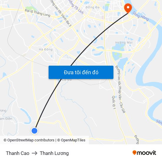 Thanh Cao to Thanh Lương map