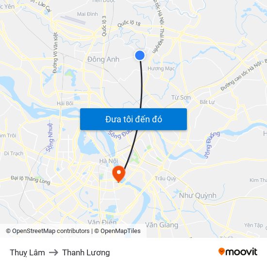 Thuỵ Lâm to Thanh Lương map