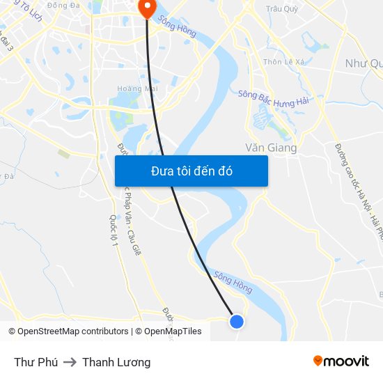 Thư Phú to Thanh Lương map