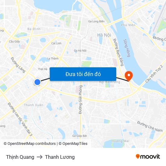 Thịnh Quang to Thanh Lương map