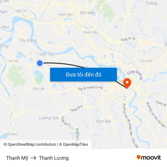 Thanh Mỹ to Thanh Lương map