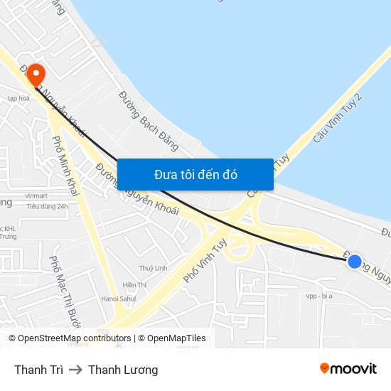Thanh Trì to Thanh Lương map