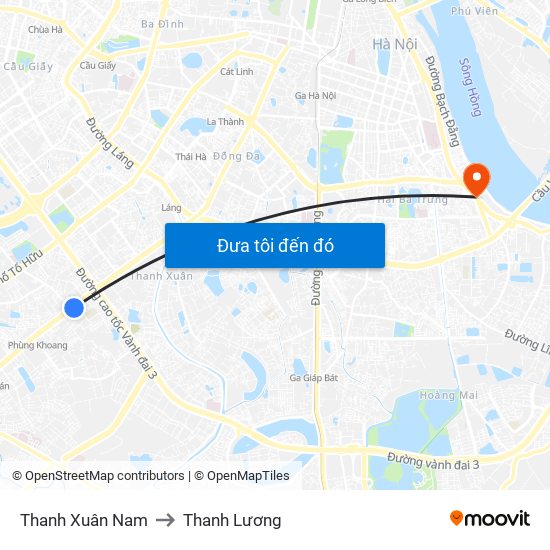 Thanh Xuân Nam to Thanh Lương map