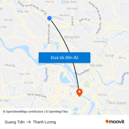 Quang Tiến to Thanh Lương map