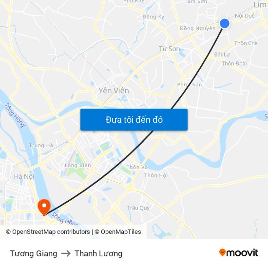 Tương Giang to Thanh Lương map