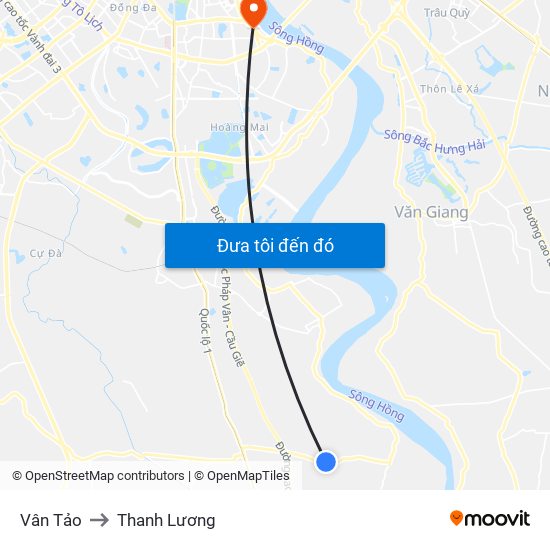 Vân Tảo to Thanh Lương map