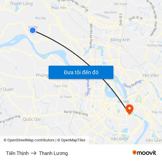 Tiến Thịnh to Thanh Lương map