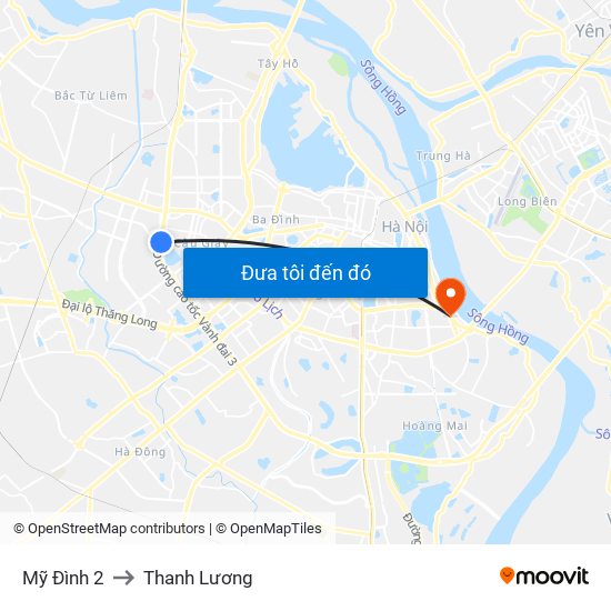 Mỹ Đình 2 to Thanh Lương map