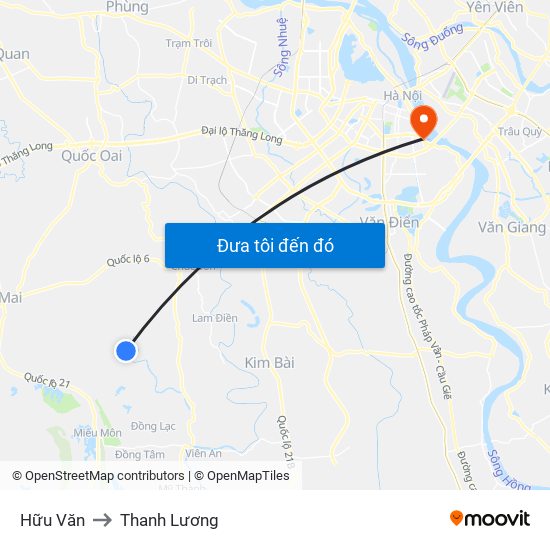 Hữu Văn to Thanh Lương map