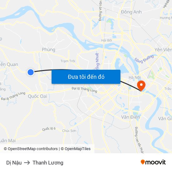 Dị Nậu to Thanh Lương map