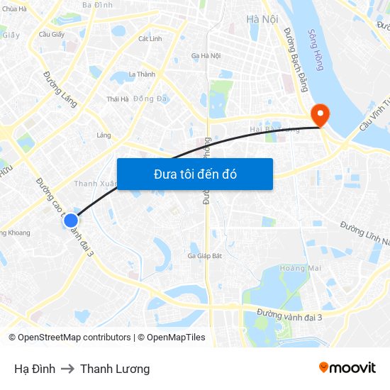 Hạ Đình to Thanh Lương map