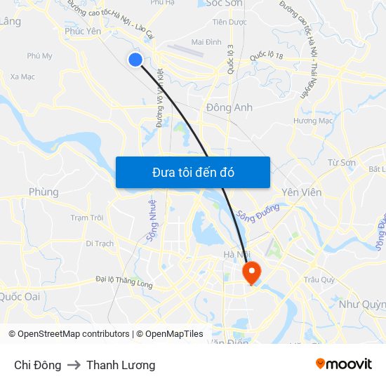 Chi Đông to Thanh Lương map