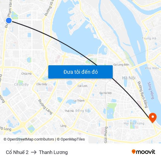 Cổ Nhuế 2 to Thanh Lương map