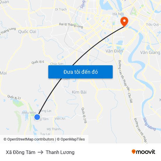 Xã Đồng Tâm to Thanh Lương map