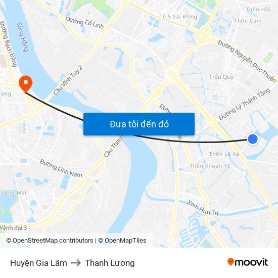 Huyện Gia Lâm to Thanh Lương map