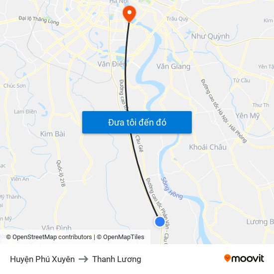 Huyện Phú Xuyên to Thanh Lương map