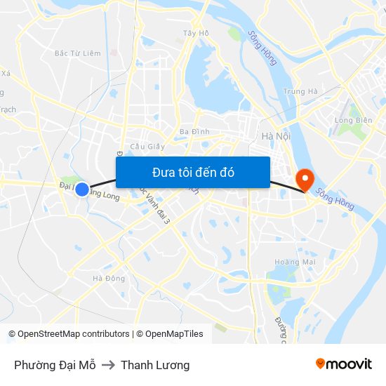Phường Đại Mỗ to Thanh Lương map