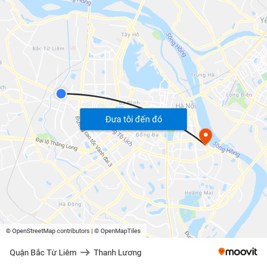 Quận Bắc Từ Liêm to Thanh Lương map