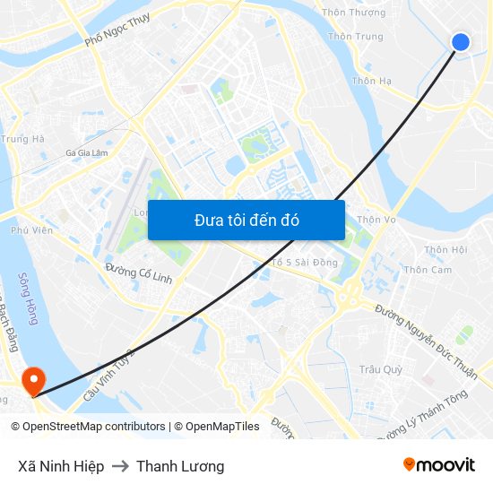 Xã Ninh Hiệp to Thanh Lương map