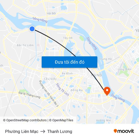 Phường Liên Mạc to Thanh Lương map