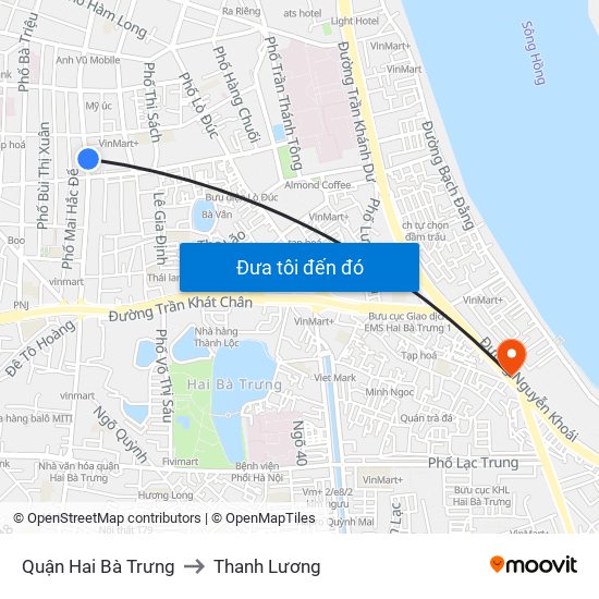 Quận Hai Bà Trưng to Thanh Lương map