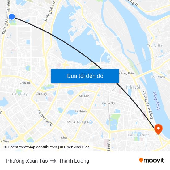 Phường Xuân Tảo to Thanh Lương map