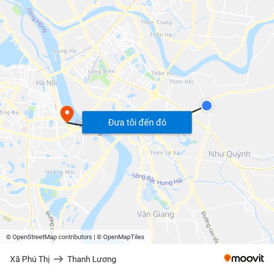 Xã Phú Thị to Thanh Lương map