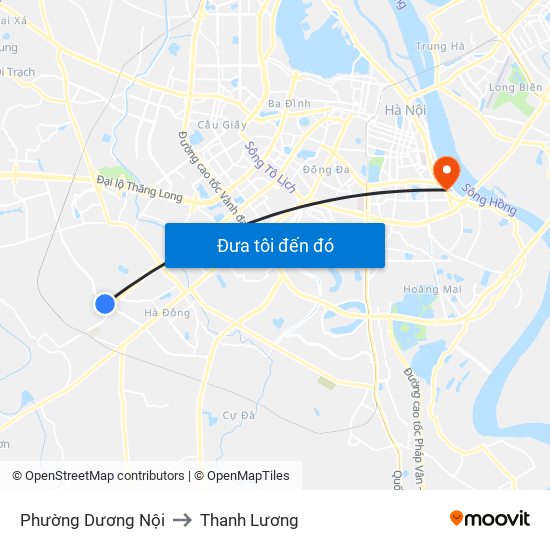 Phường Dương Nội to Thanh Lương map