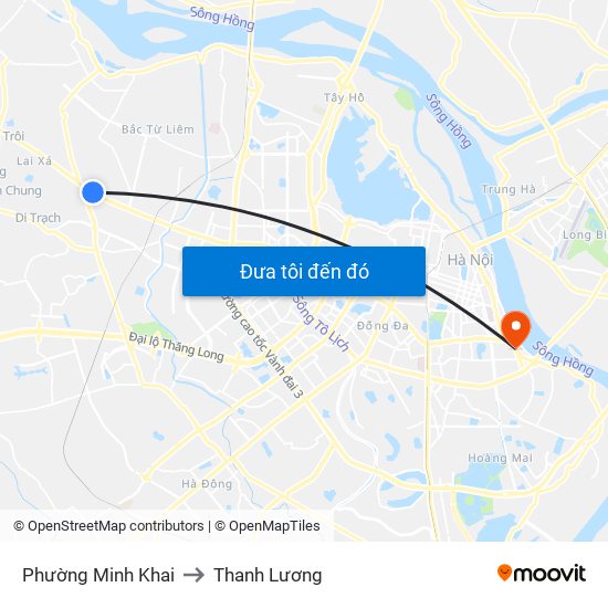 Phường Minh Khai to Thanh Lương map