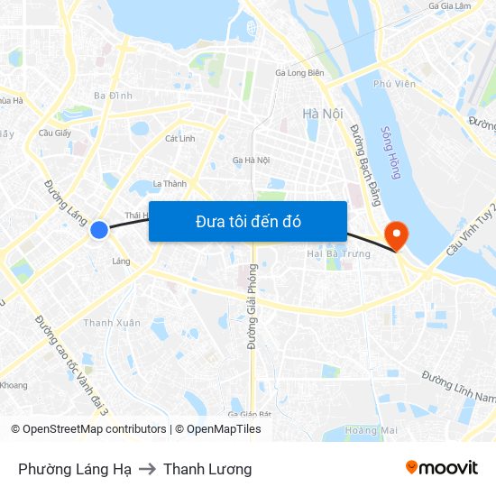 Phường Láng Hạ to Thanh Lương map