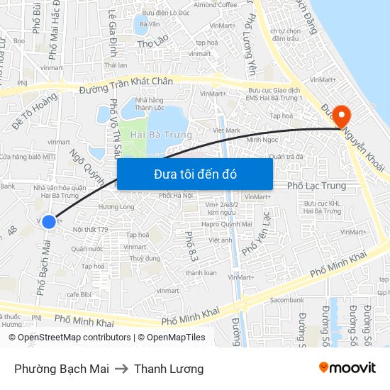 Phường Bạch Mai to Thanh Lương map