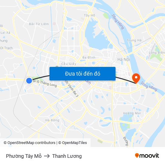 Phường Tây Mỗ to Thanh Lương map