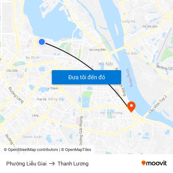 Phường Liễu Giai to Thanh Lương map