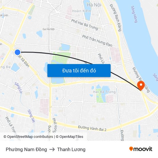 Phường Nam Đồng to Thanh Lương map